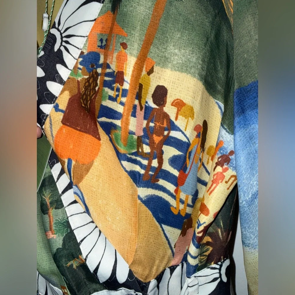 NWT Farm Rio Carioca Long Sleeve Tropical Wrap Mini Sz Medium - Picture 7 of 12